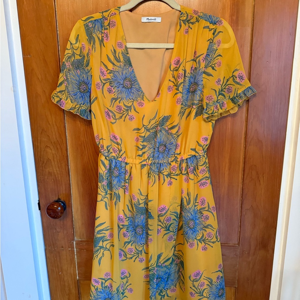 Madewell Yellow Floral Mini Dress
